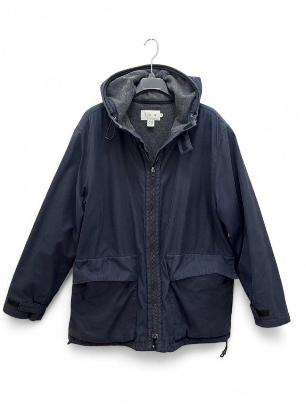 Vintage 90’s J.Crew Navy Fleece Lined Barn Parka Jacket Medium Gorpcore Utility